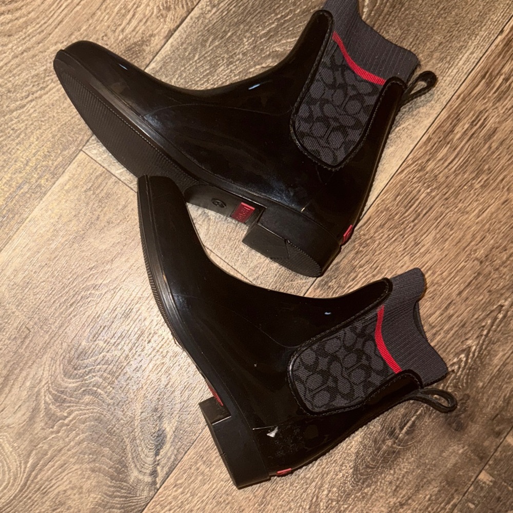 Coach Black and Red Ankle Boots